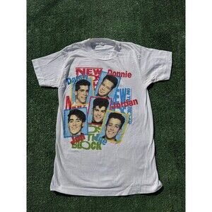 Vintage 1989 New Kids On The Block T Shirt White single stitch Double Sided XS